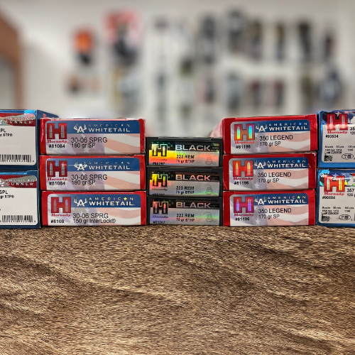 Boxes of Hornandy ammunition displayed.